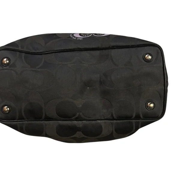 Coach Optic C Signature C Applique Poppy Glam Kisslock Tote Bag Black Purple - Picture 5 of 11